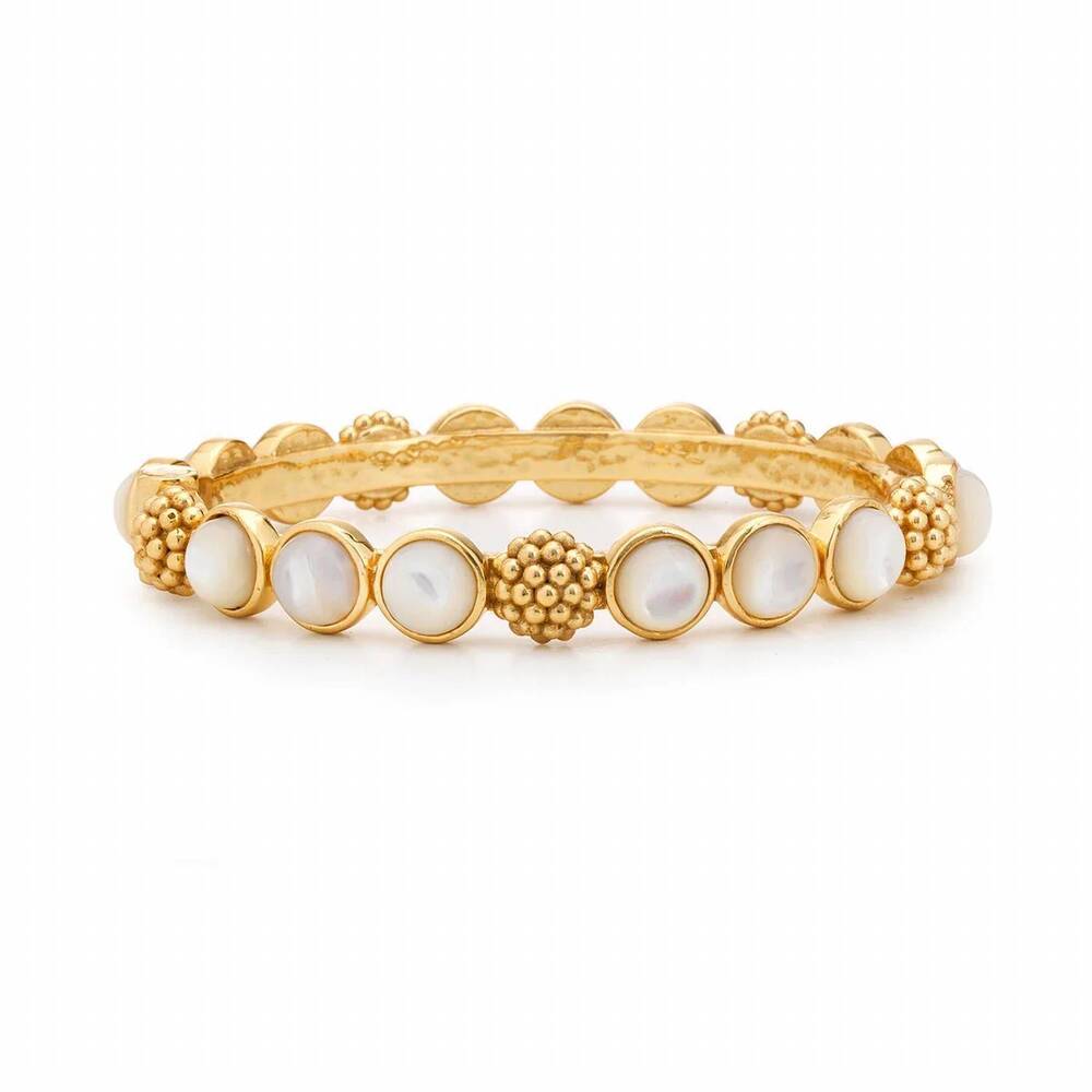 NEW CAPUCINE DE WULF women's berry gem hinged bangle in mother of pearl